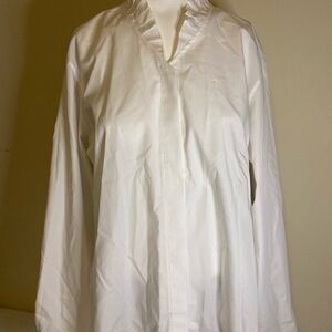 Foxcroft Women's Wrinkle Free Fitted White Button Up Blouse Size 12 (G7)